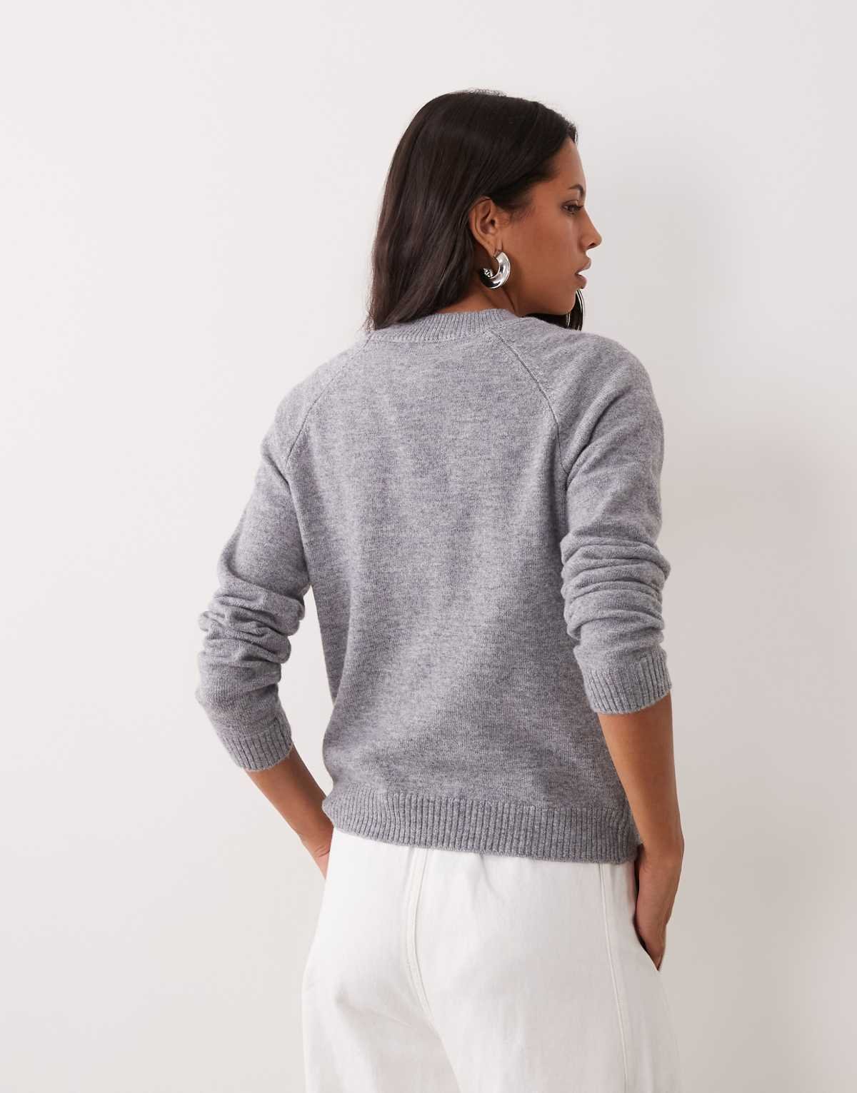 Pull basique col rond Gris