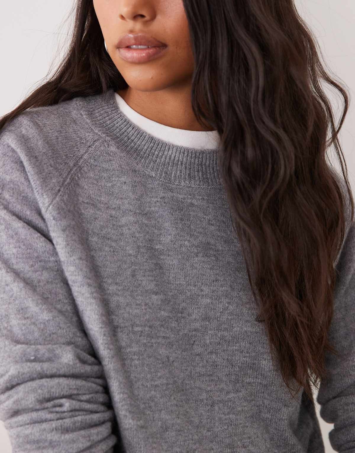 Pull basique col rond Gris