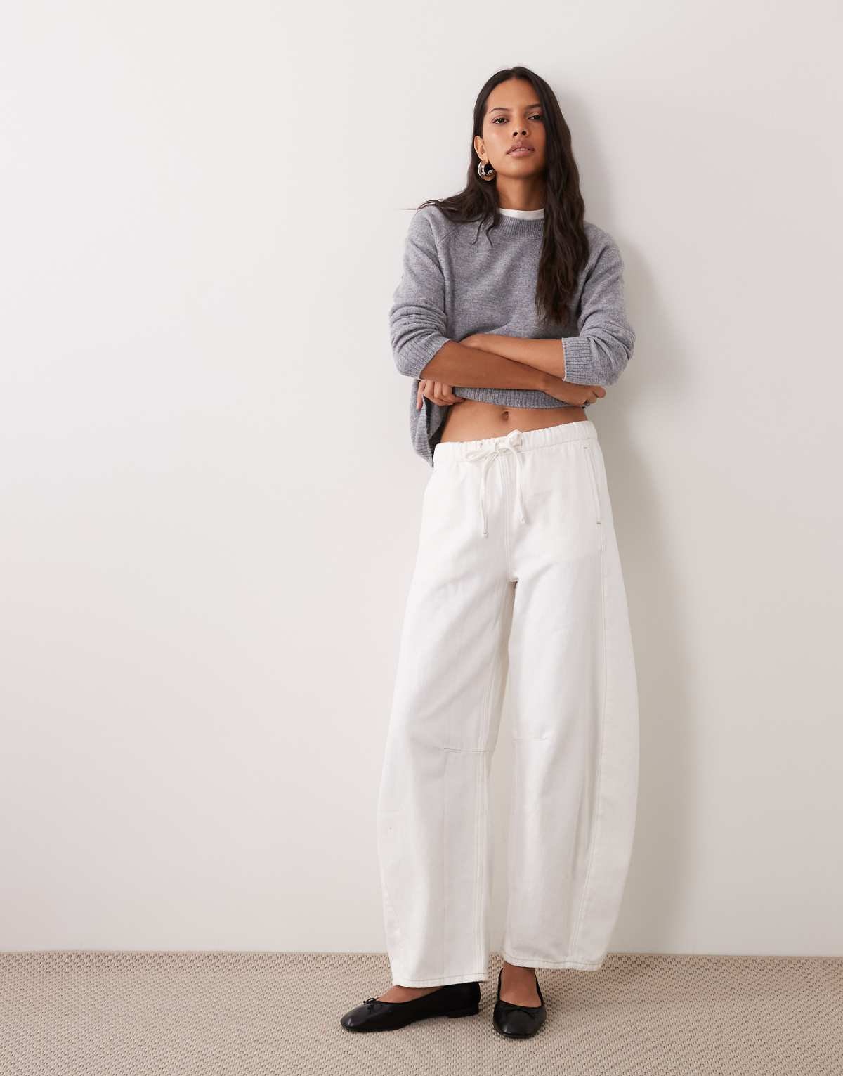 Pull basique col rond Gris