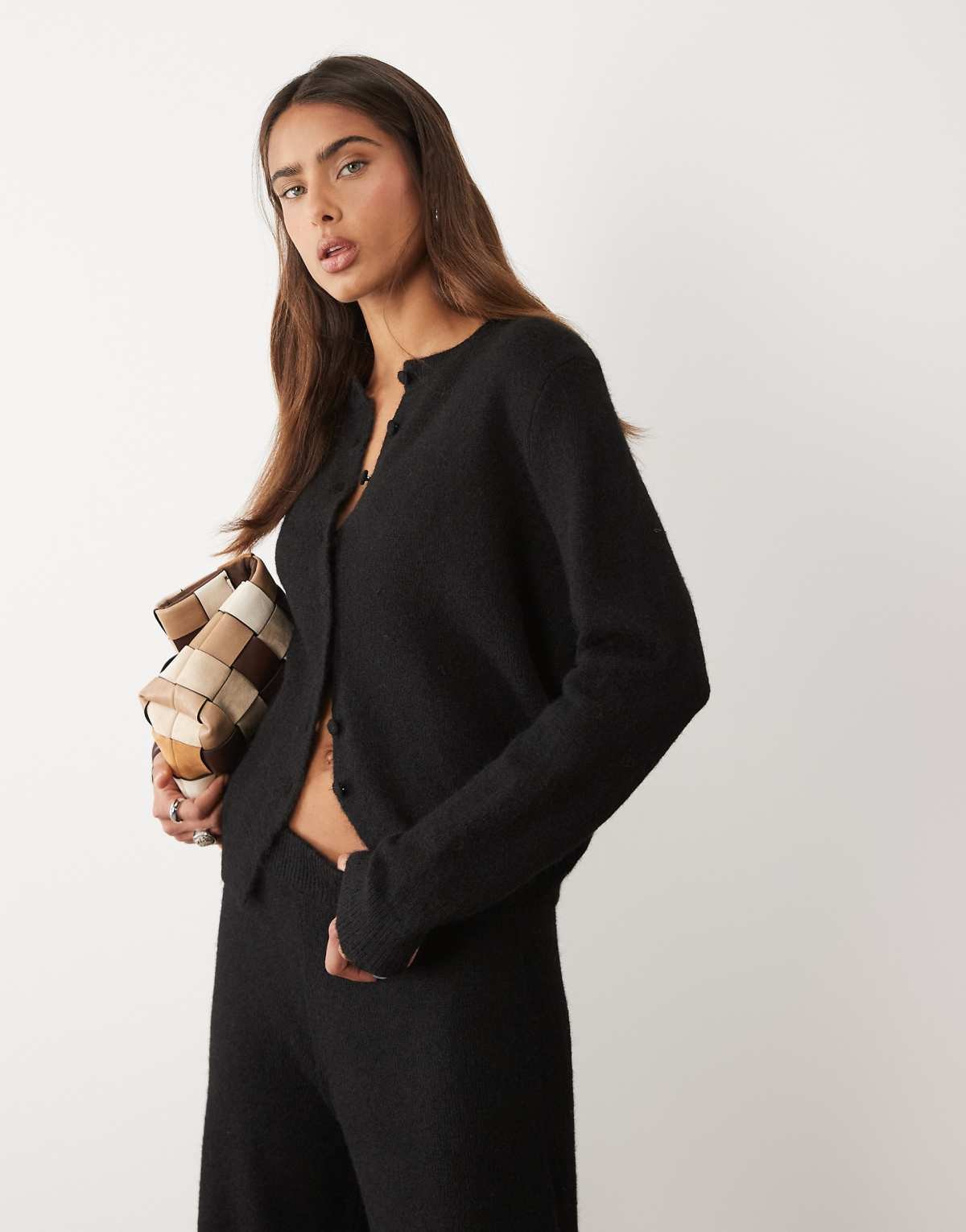 Gilet épuré en laine mélangée Noir