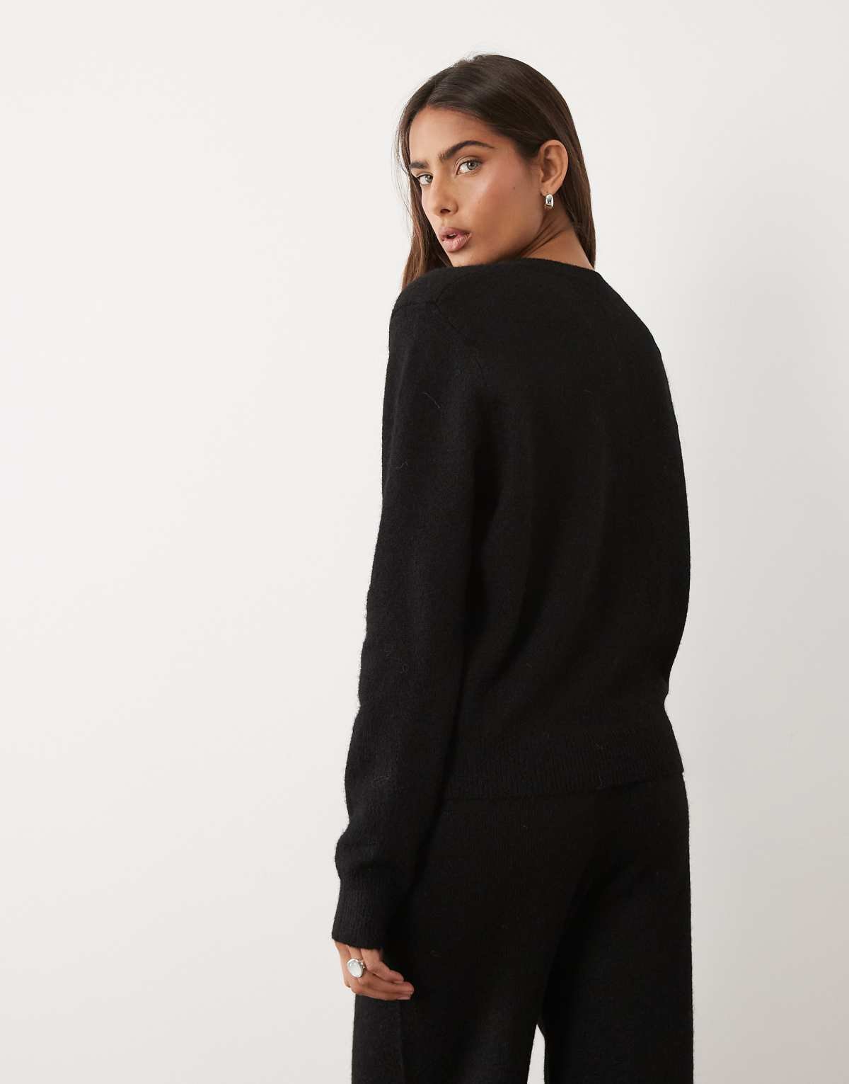 Gilet épuré en laine mélangée Noir