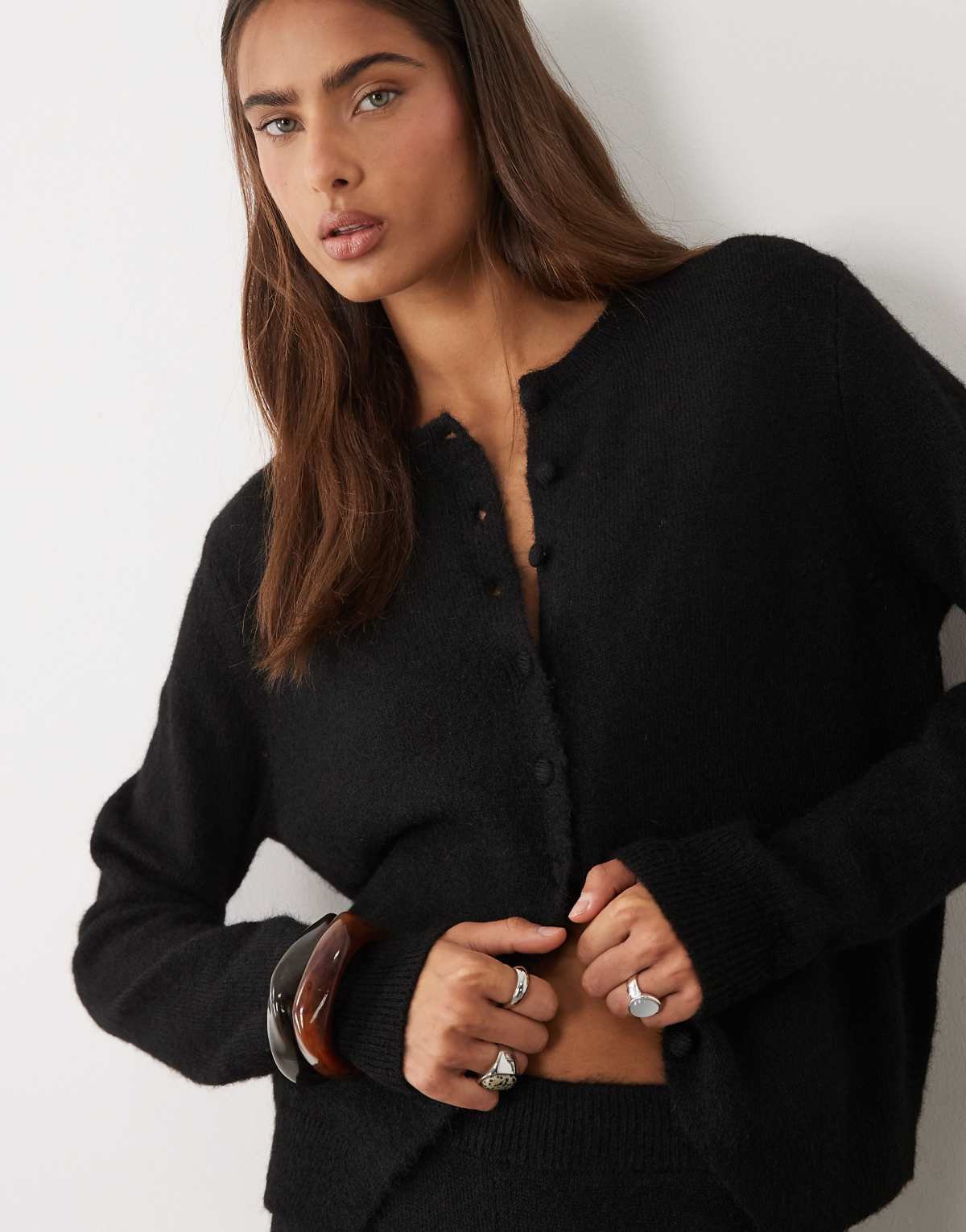 Gilet épuré en laine mélangée Noir