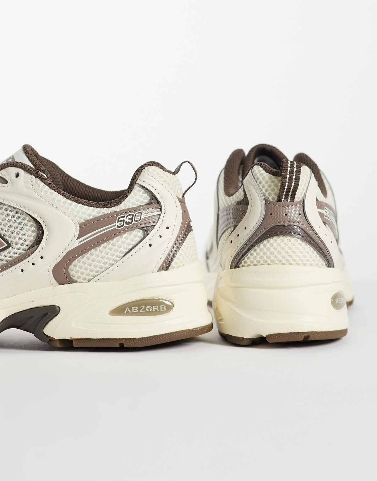 530 Baskets unisexes Blanc cassé et beige