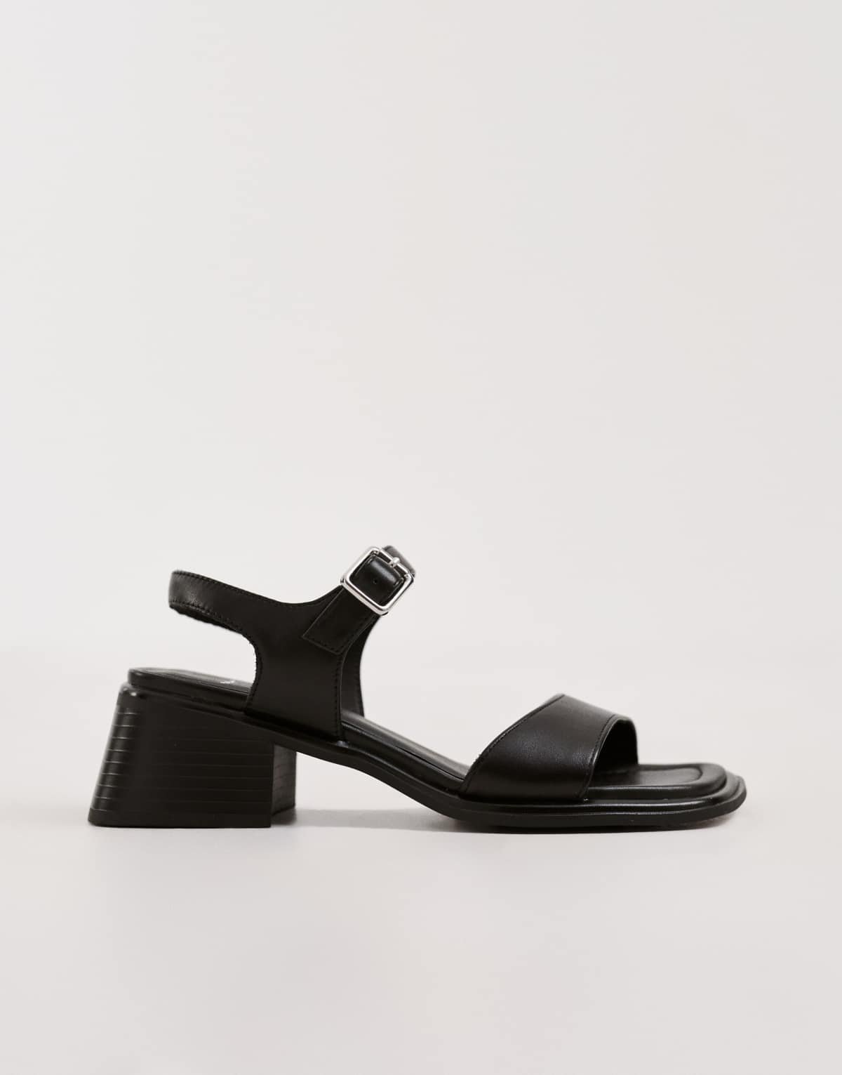 Ines Sandales en cuir à talon Noir