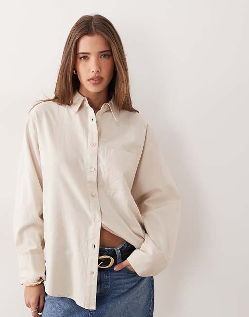 Chemise oversize en lin mélangé