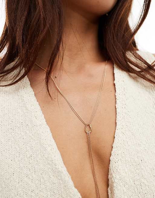 Collier chaîne lasso en maille serpent fine à détails nœud