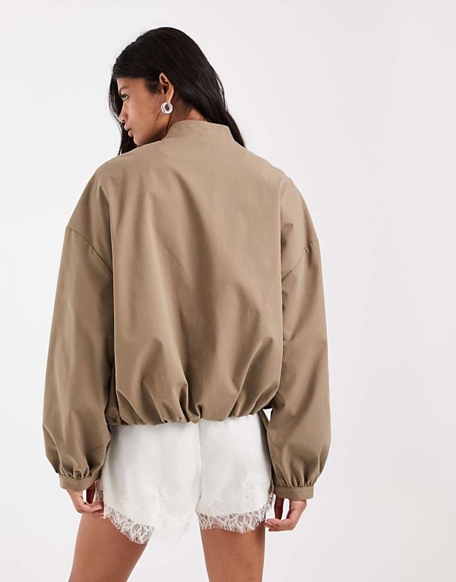 Bomber en coton à col mao