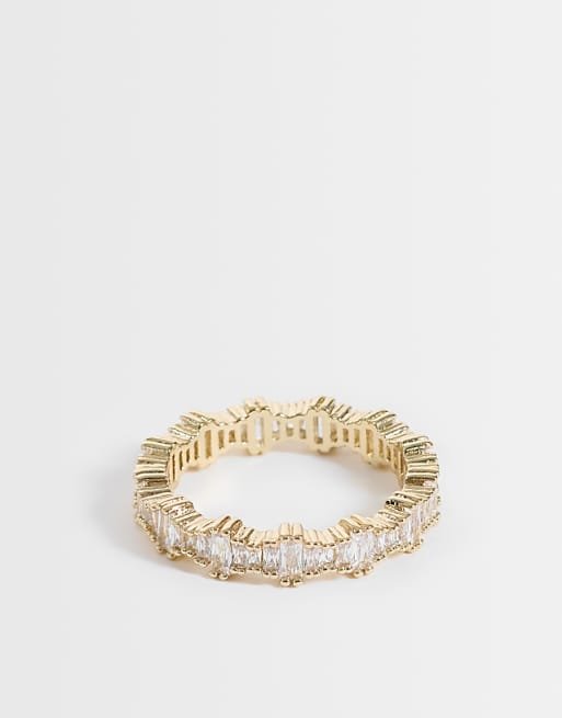 Fine ring with cubic zirconia stones, gold finish