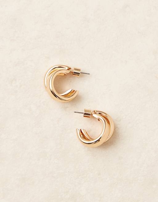 Small crossed hoop earrings