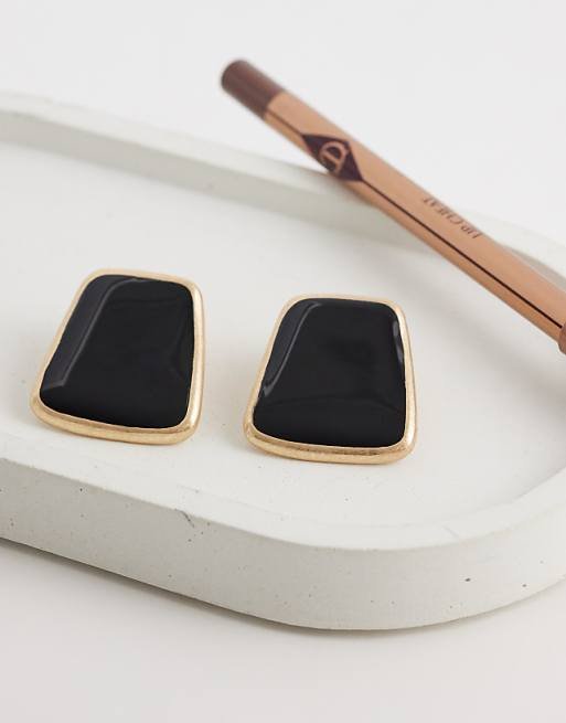 Boucles d'oreilles avec pierre en résine noire