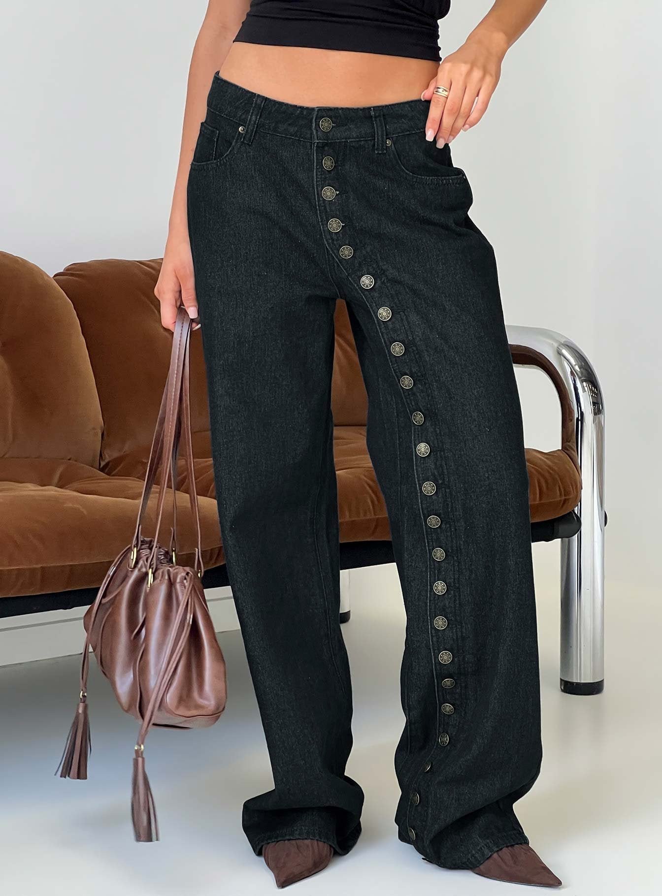 Penny Mid Rise Straight Leg Jeans Raw Denim