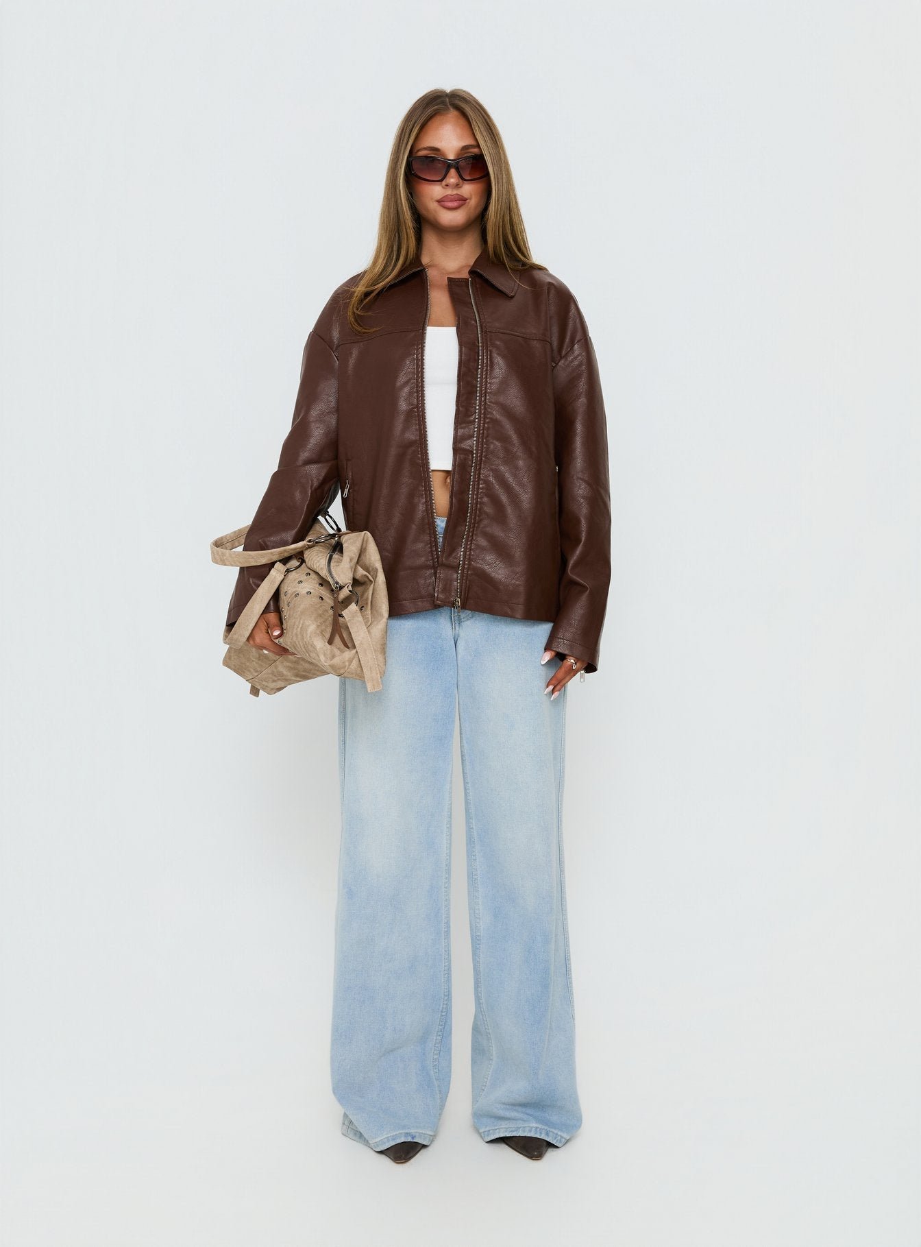 Napoleon Faux Leather Jacket Dark Brown