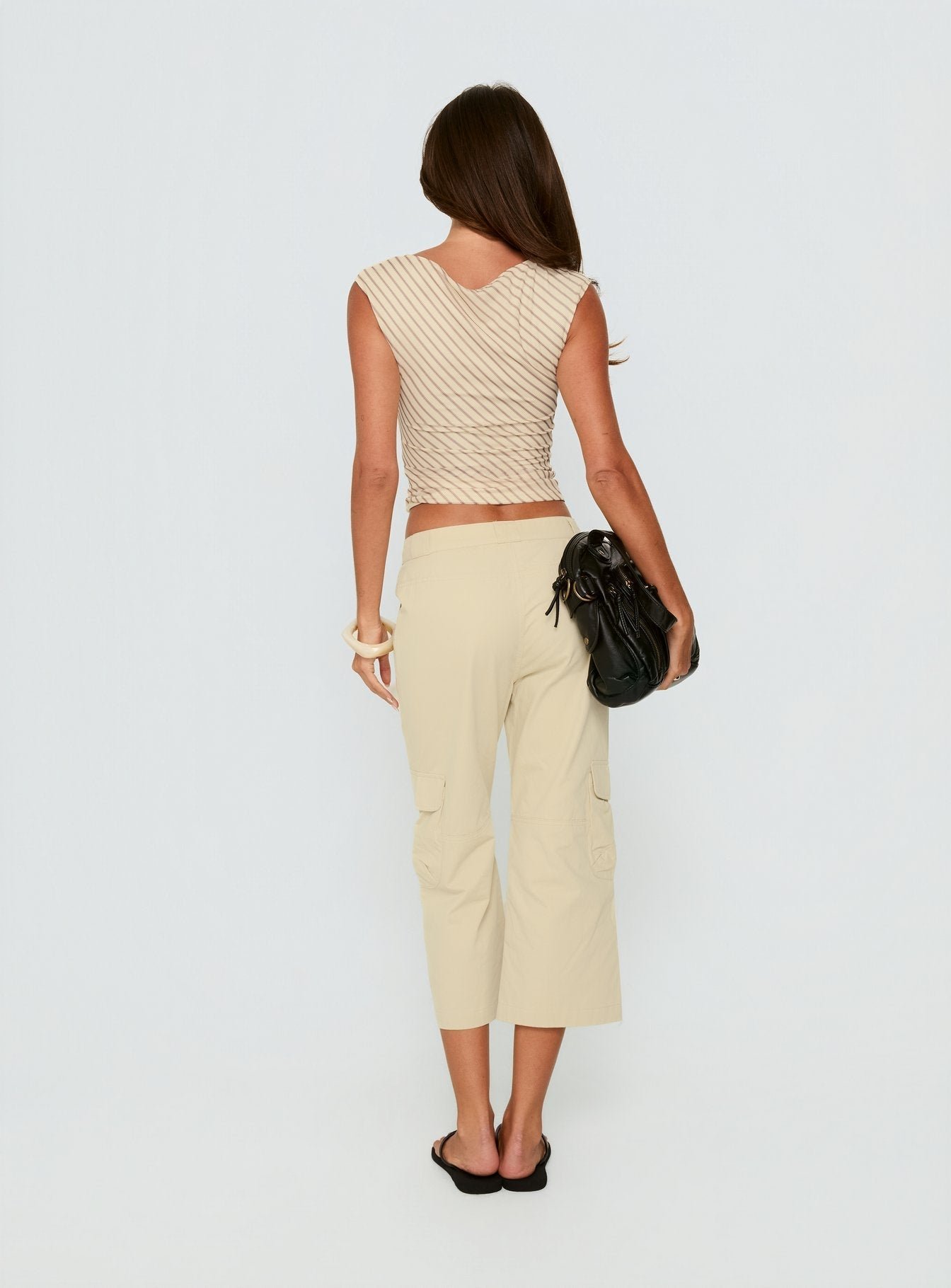 Indee Cropped Cargo Trousers Beige