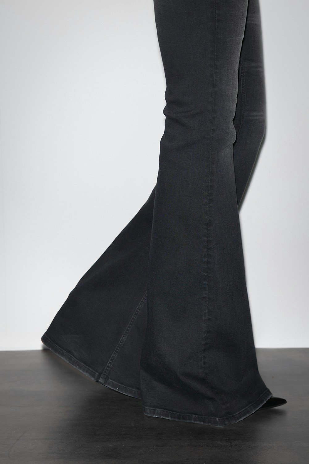 Black mid-rise flared jeans