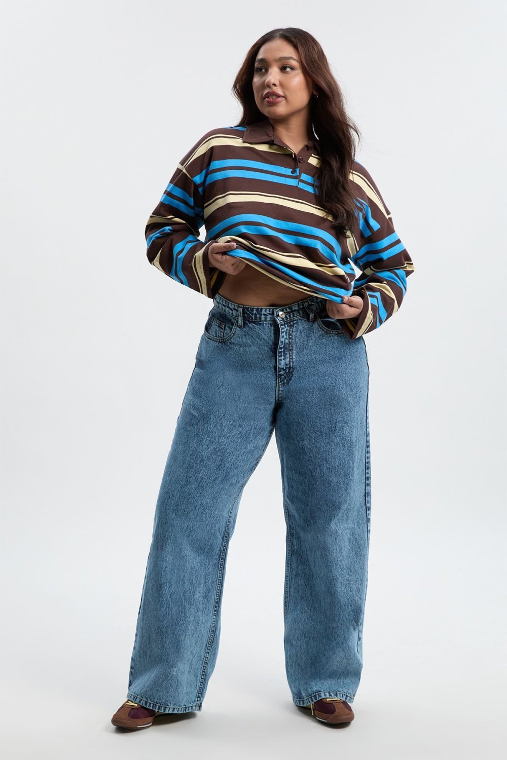 Jean large taille haute bleu clair - Grande taille