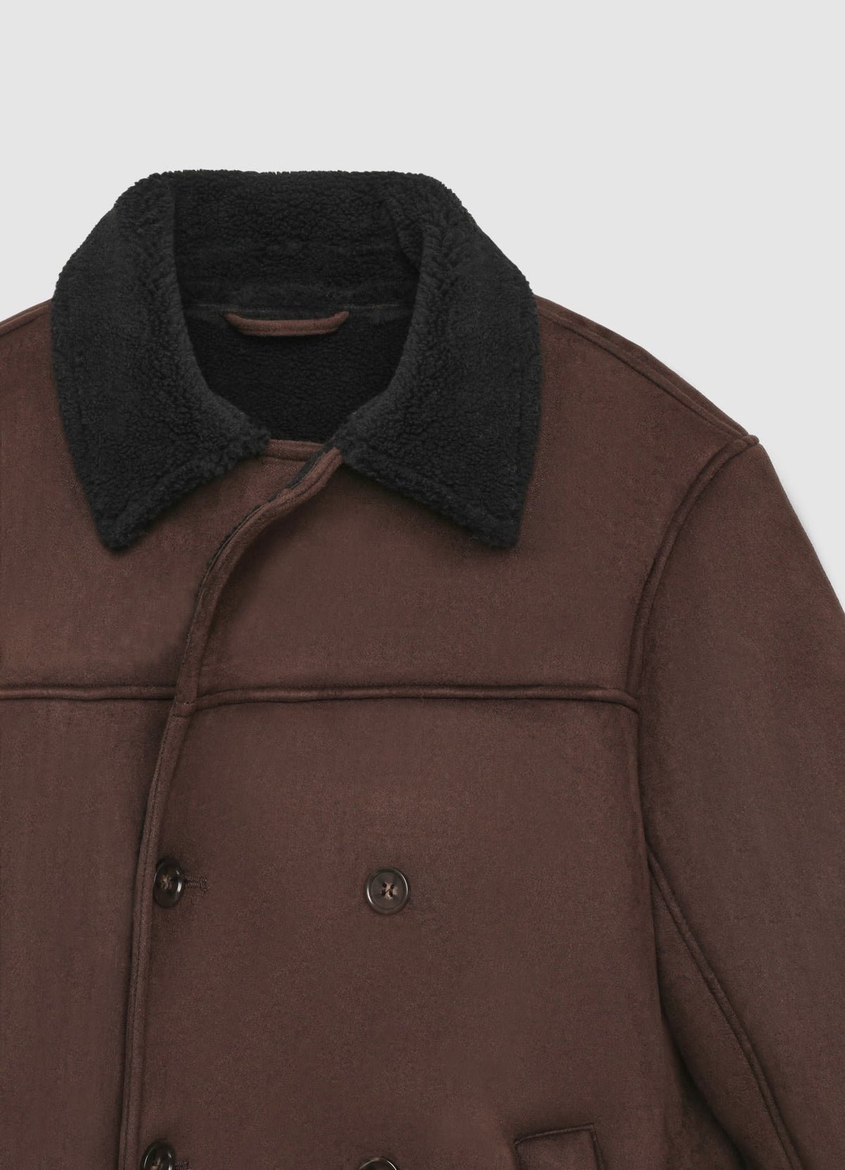 Double-breasted peacoat, teddy collar