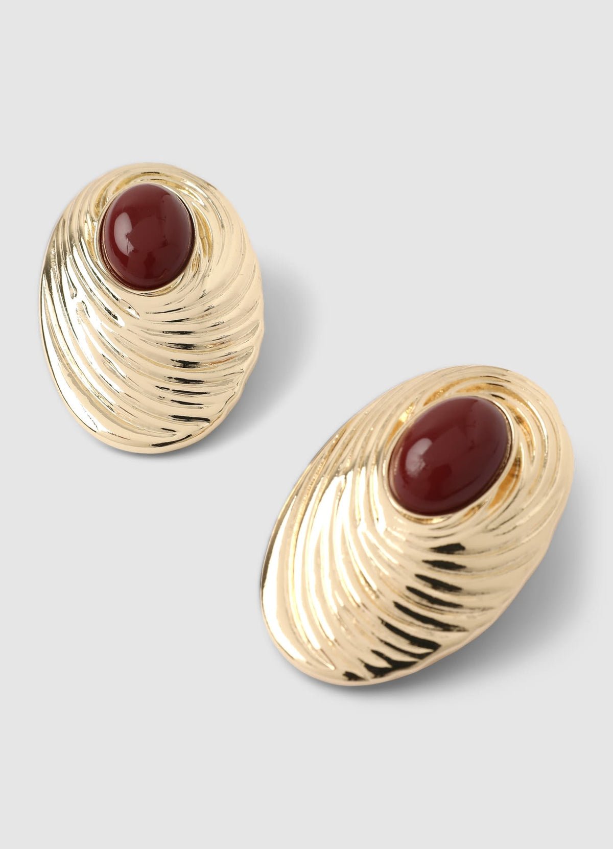 Boucles d'oreilles ovales à pierre