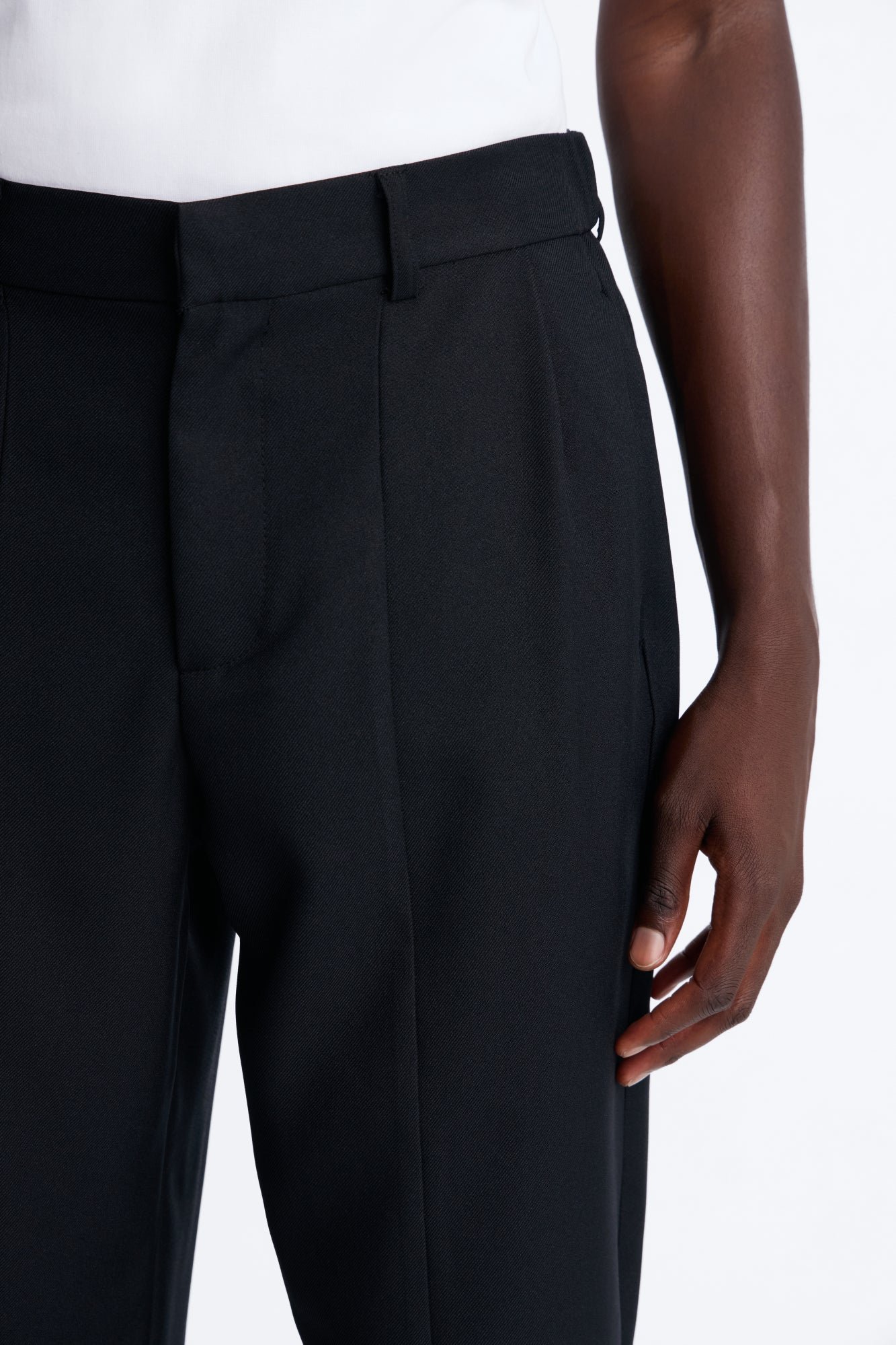 Pantalon baggy en sergé à taille hybride
