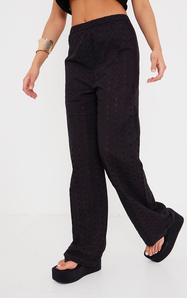 Pantalon large b broderie anglaise