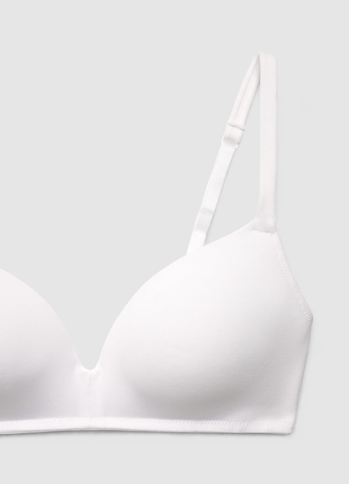 Padded non-wired triangle bra