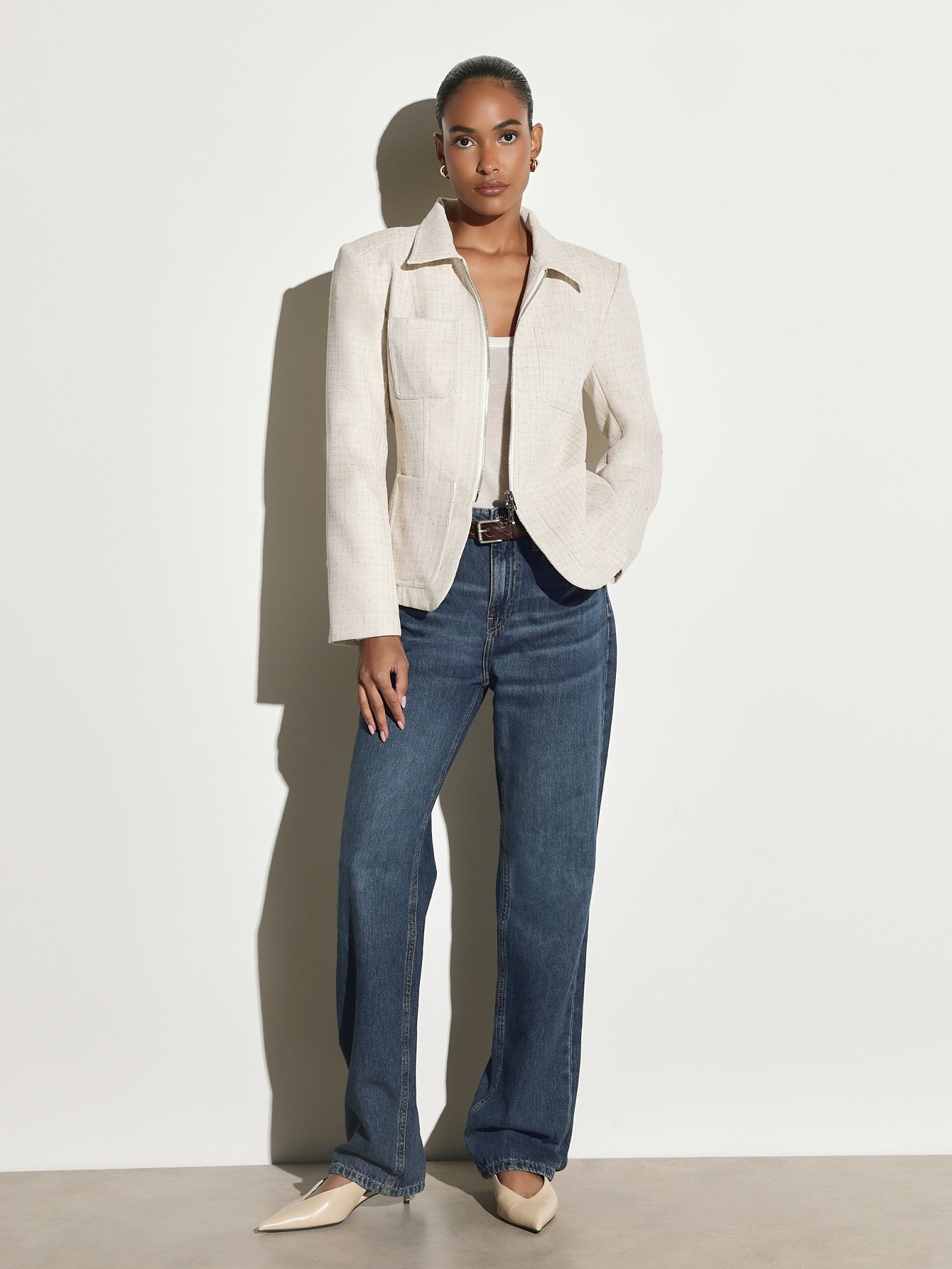 Veste blazer b zip w poches plaquées