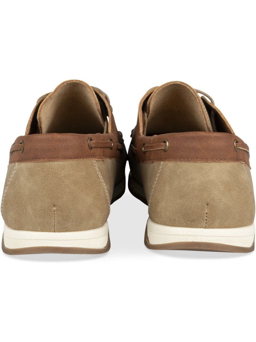 Beige two-tone boat shoes