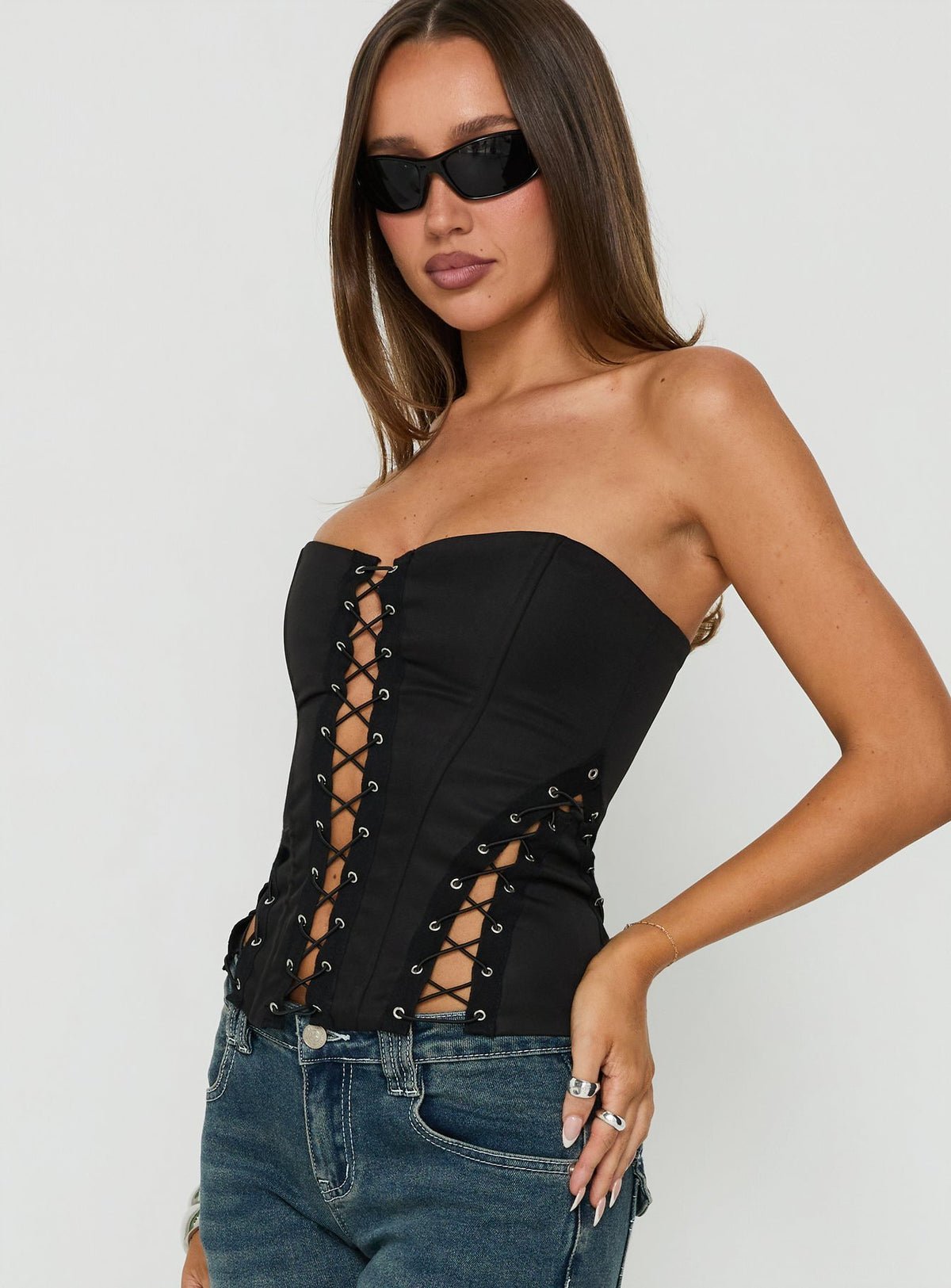 Top corset bustier à laçage
