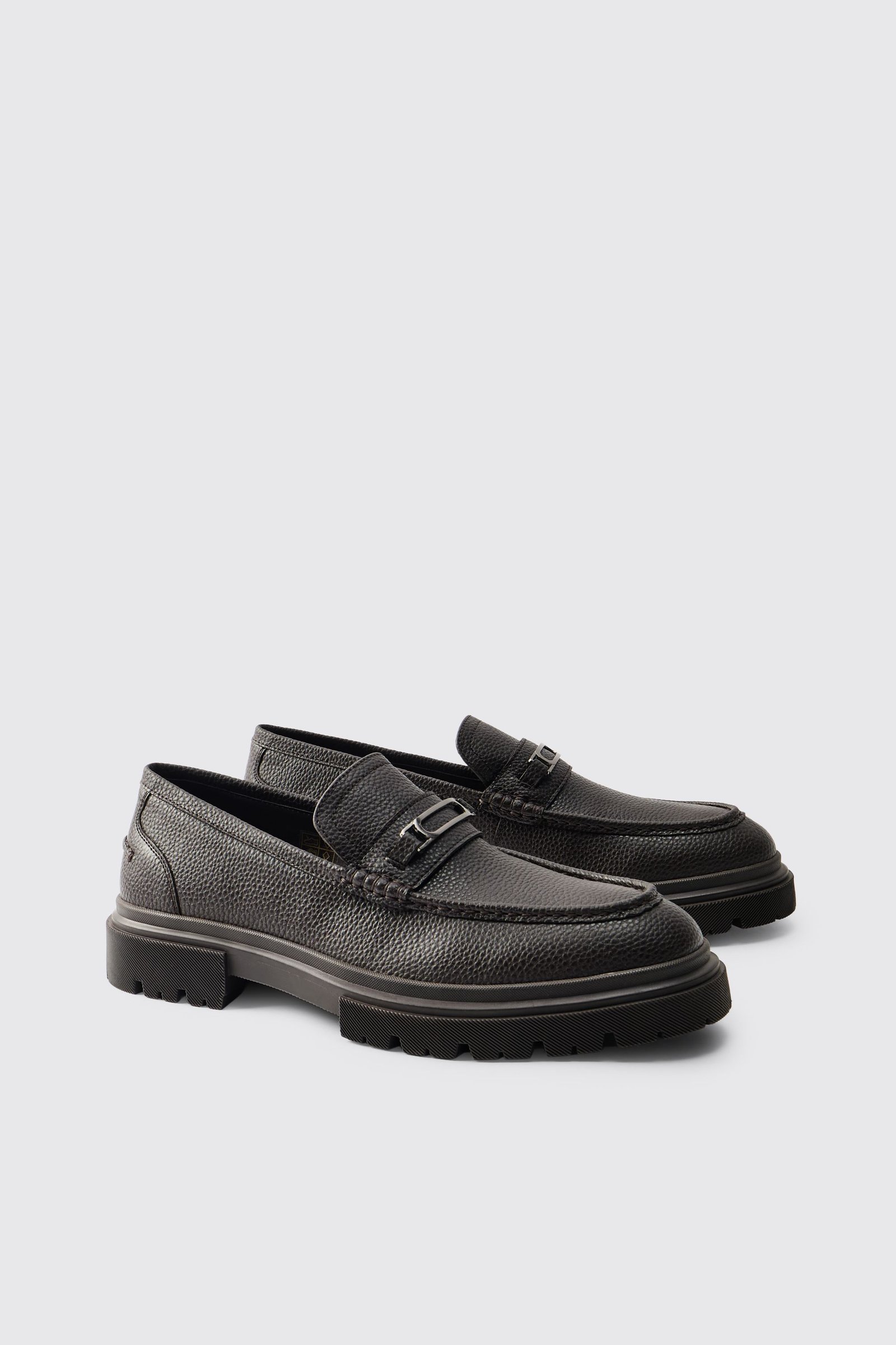 Chunky Sole Textured Faux Leather Loafer