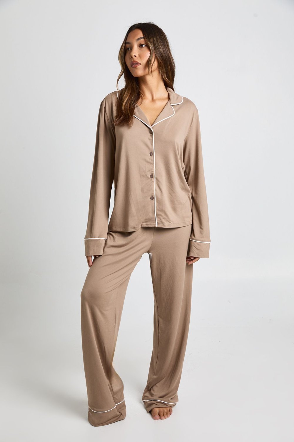 Pyjama chemise w sarwal f jersey b passepoil