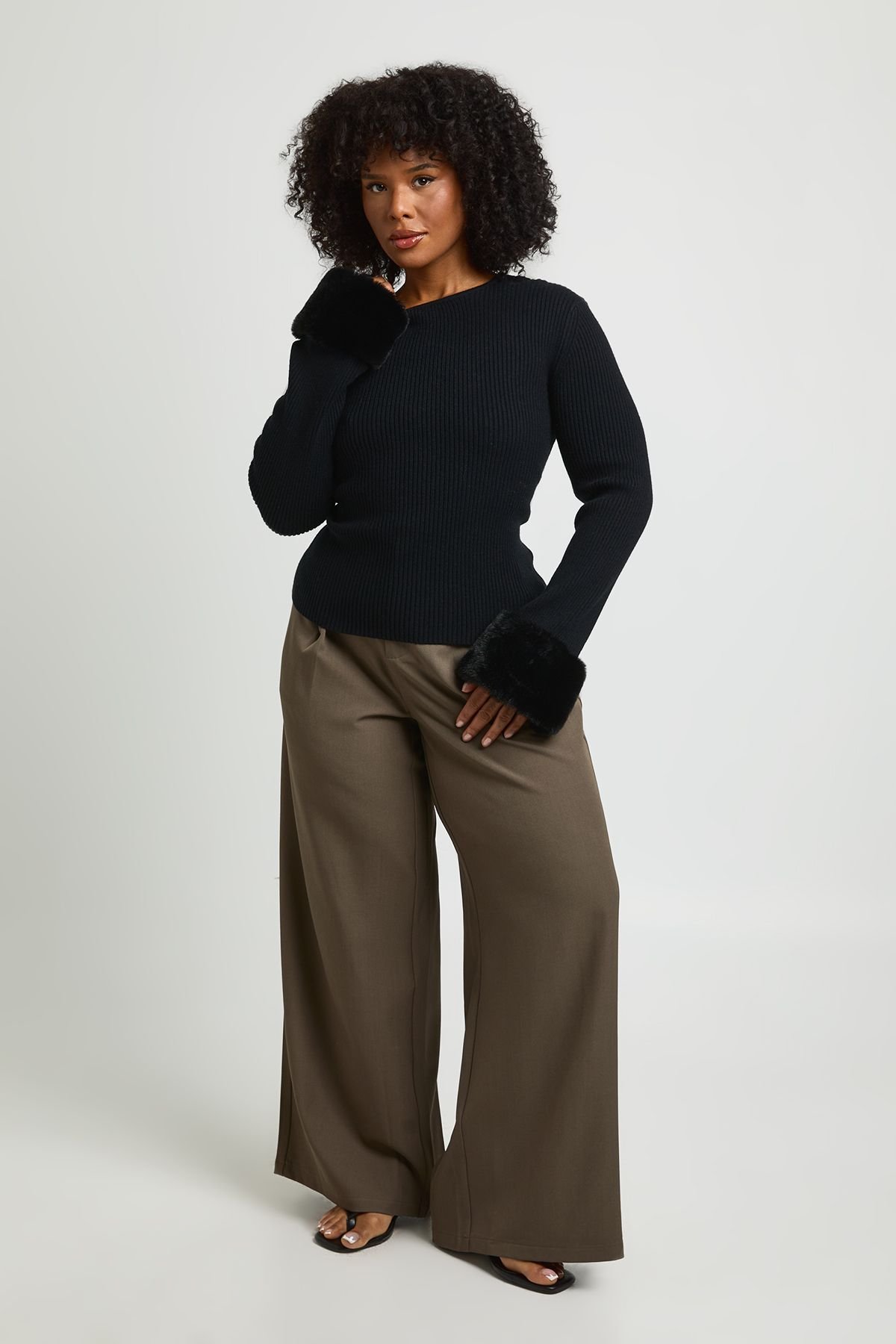 Pull tricoté avec manchettes - Grande taille