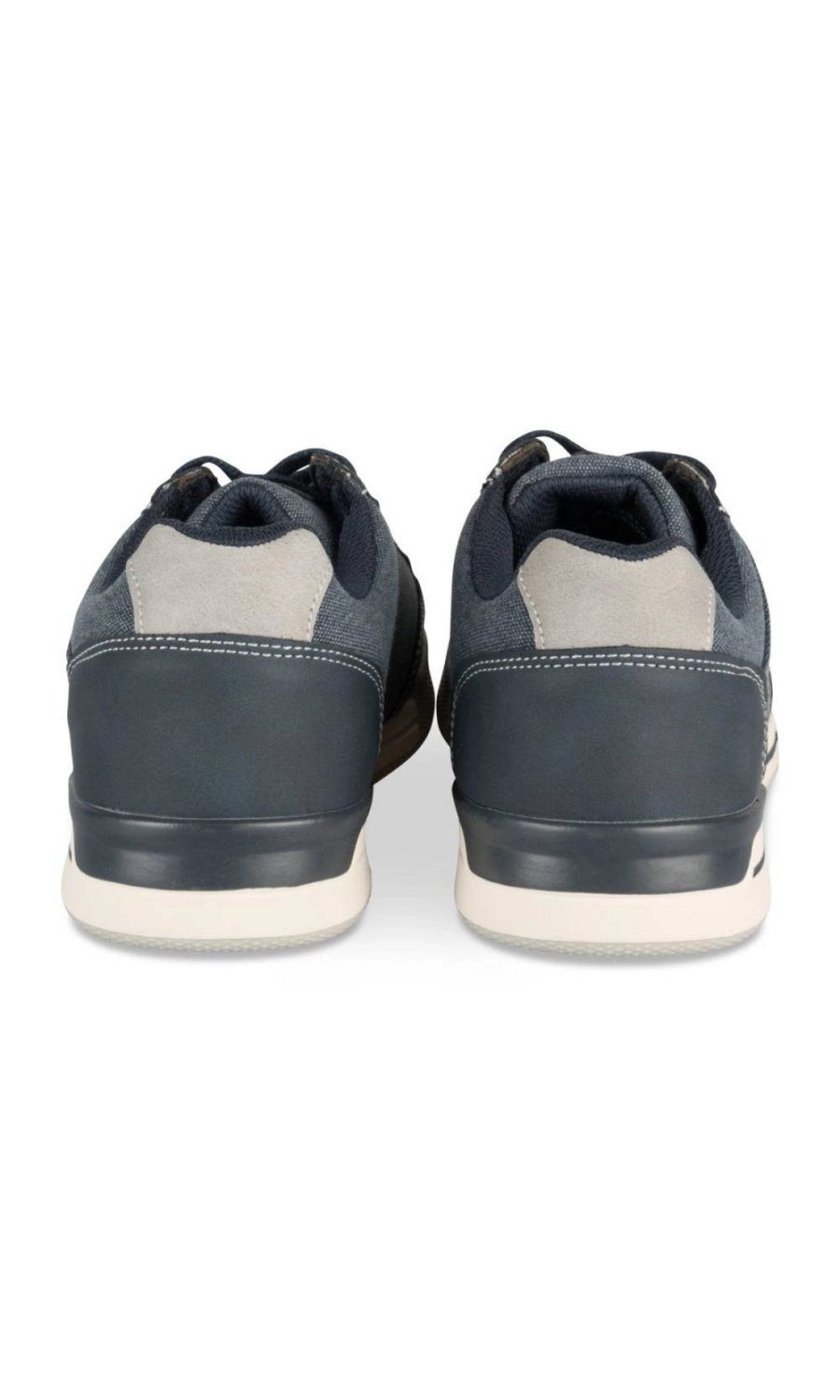 Navy mixed-texture denim-look sneakers