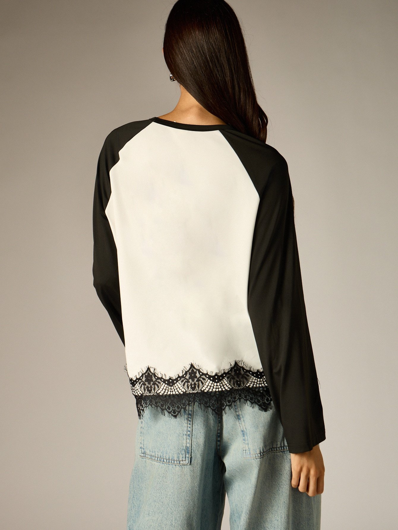 Blouse à manches longues raglan contrastées