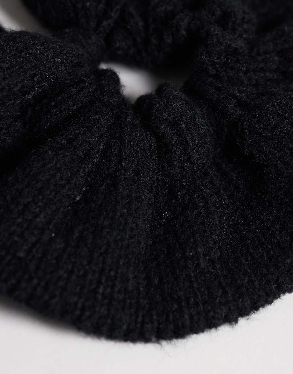 Knit scrunchie with bow - Black