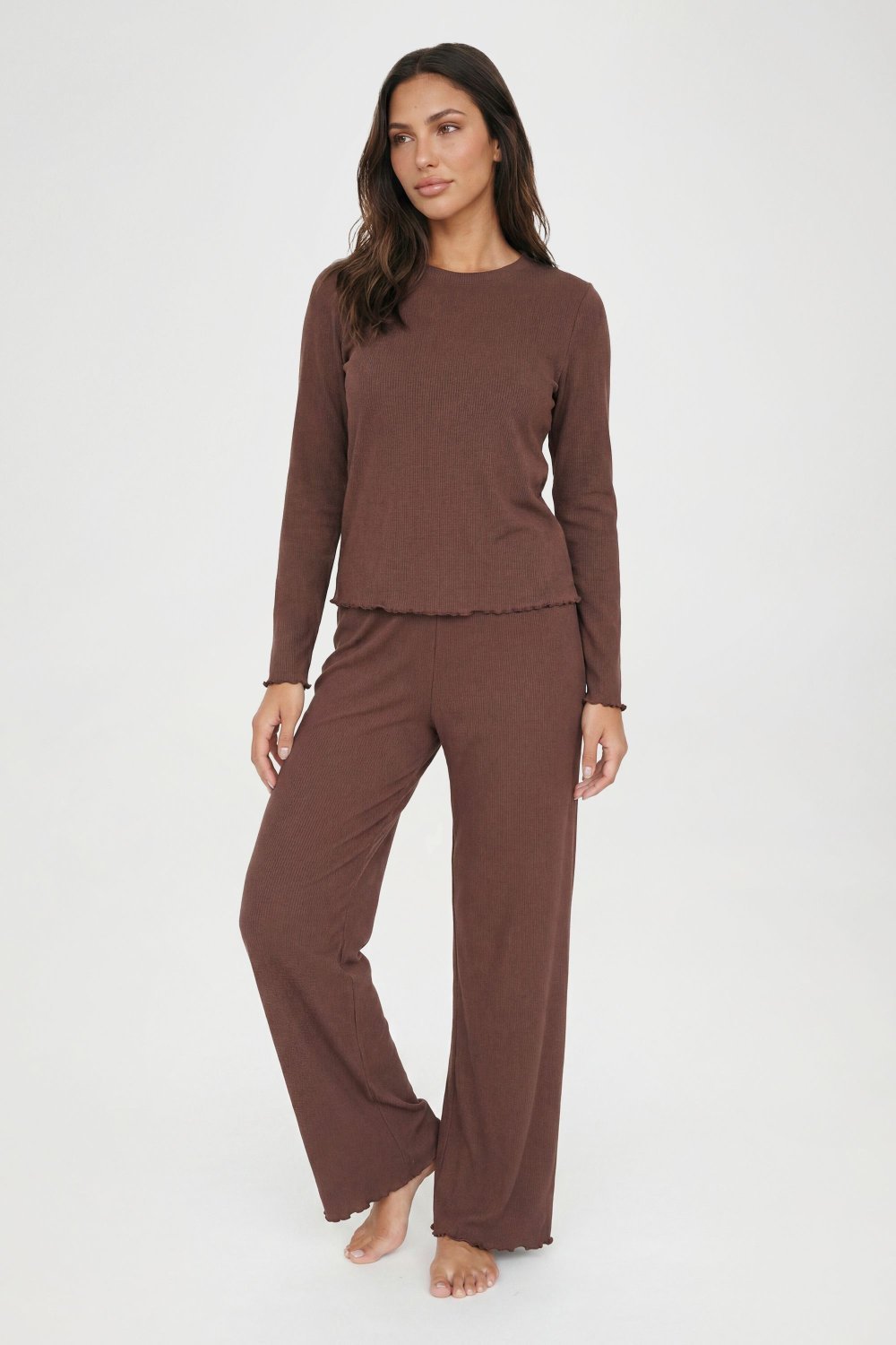 Ribbed top and trouser pyjama set