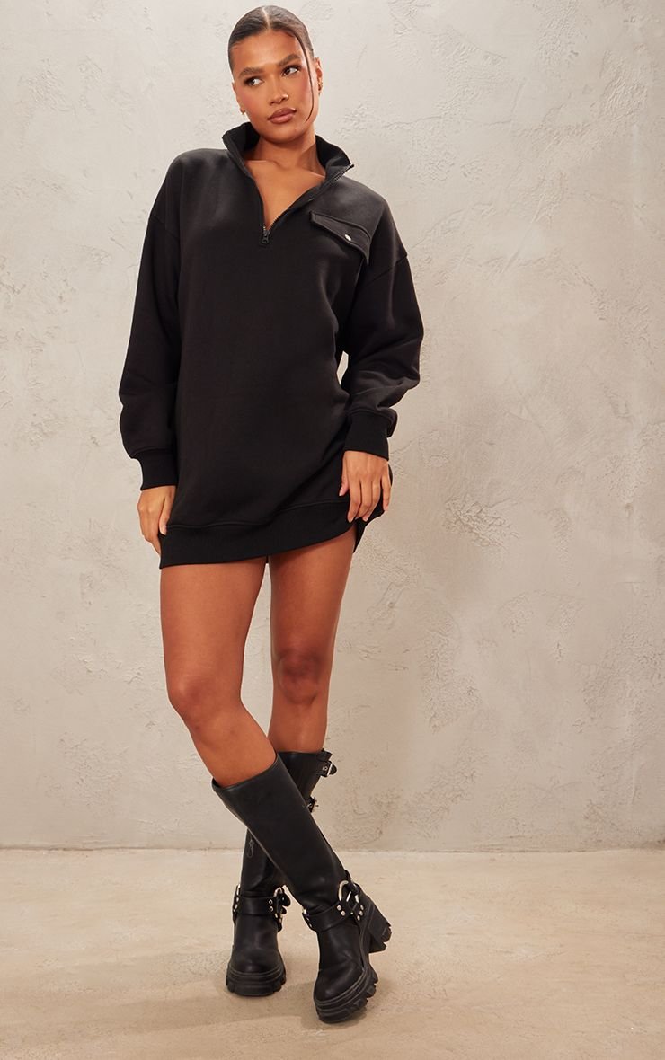 Half zip jumper dress with pockets