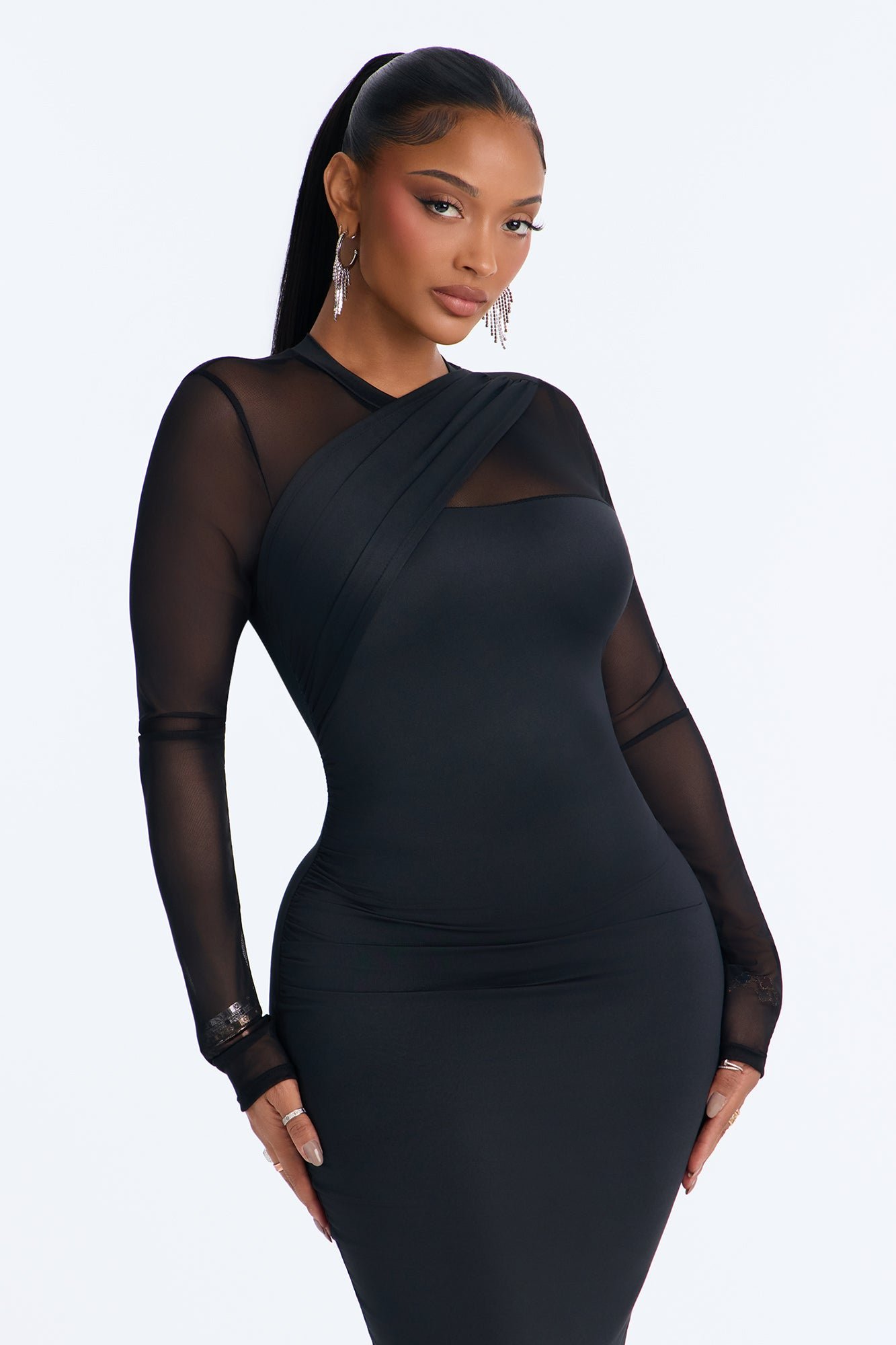 Don't Talk Back Mesh Midi Dress