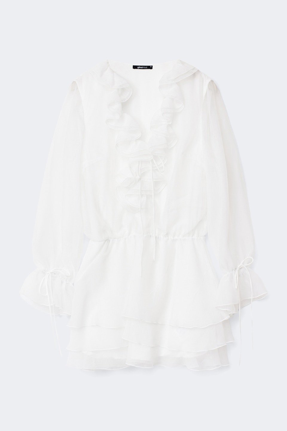 Robe courte à manches longues et volants