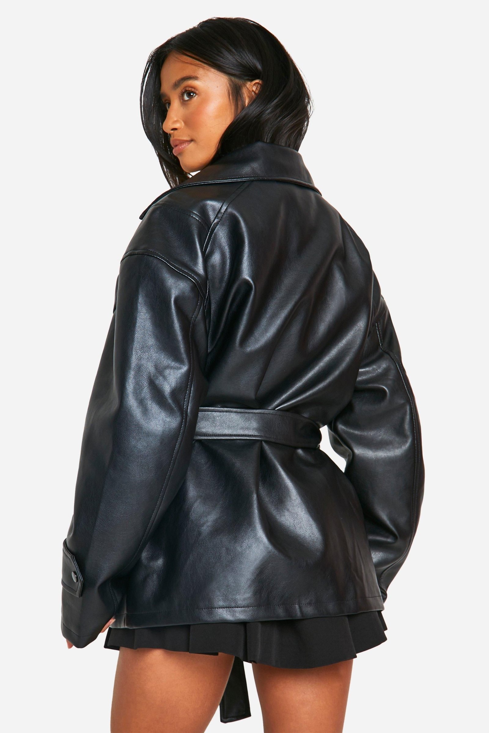 Trench petite b PU b ceinture