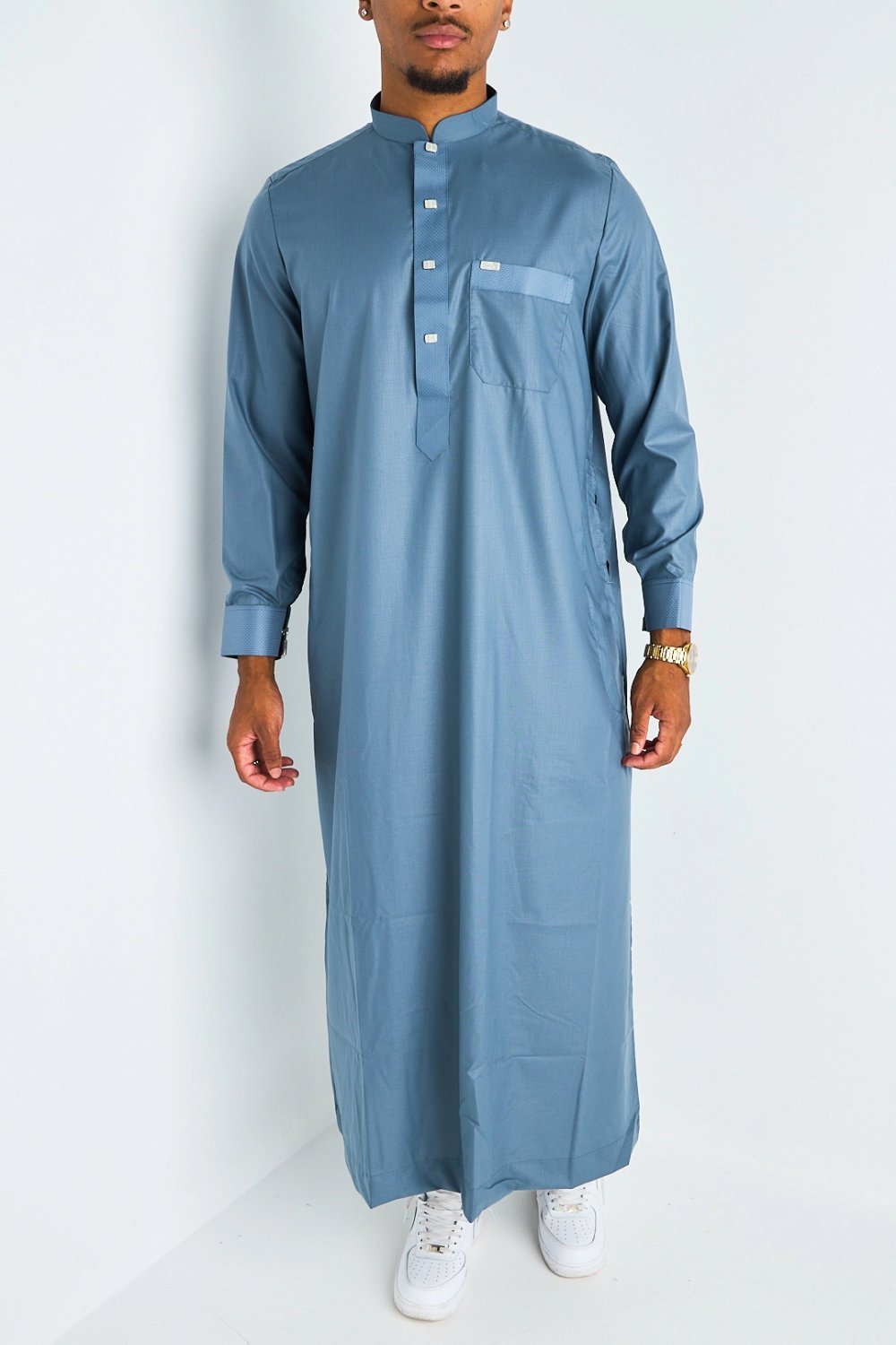 Qamis col montant b boutons fodda rmadi ghame9