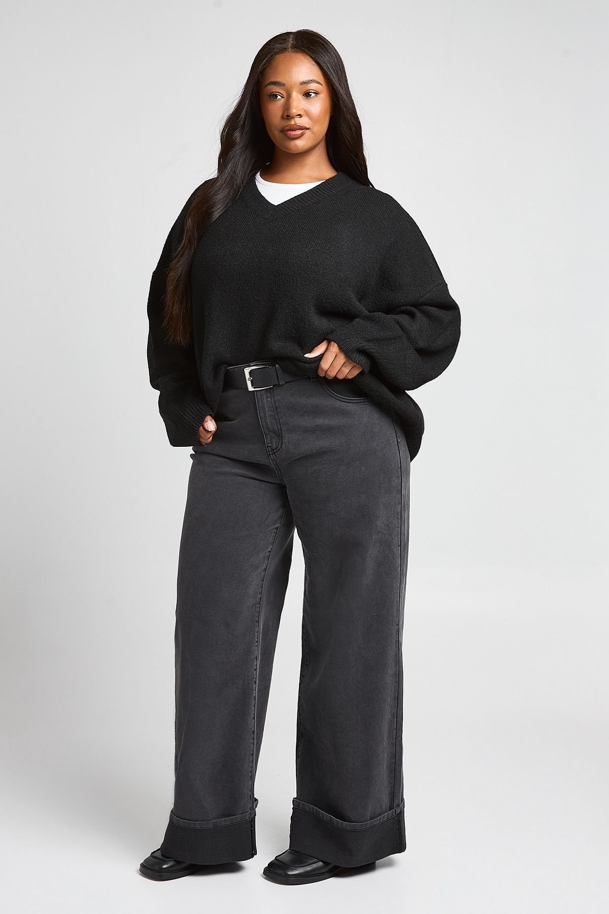 Pull oversize col v super doux - Grande taille
