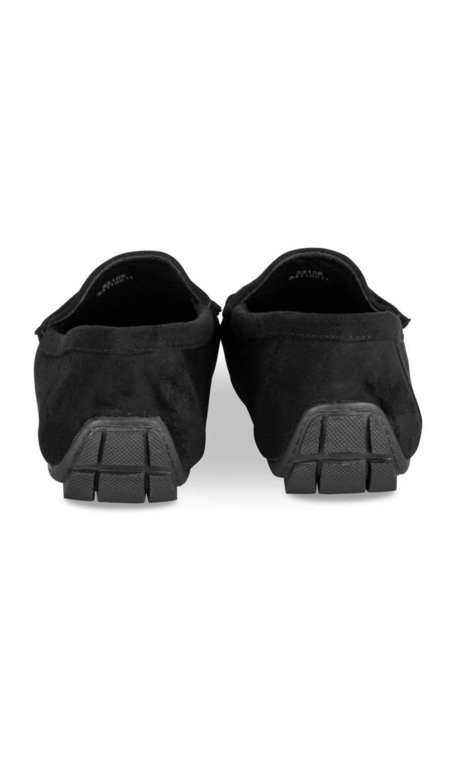 Black flat faux suede loafers