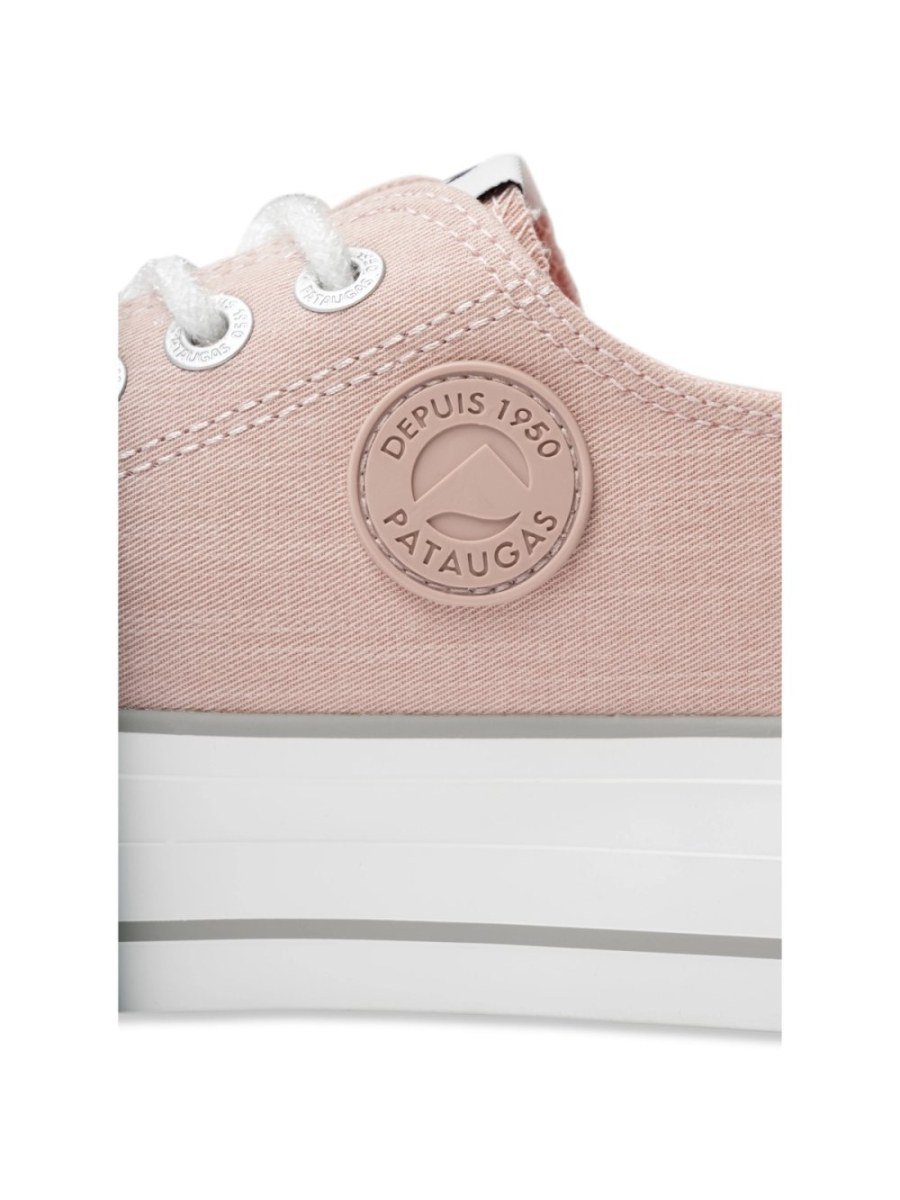 Baskets plateforme b toile rose