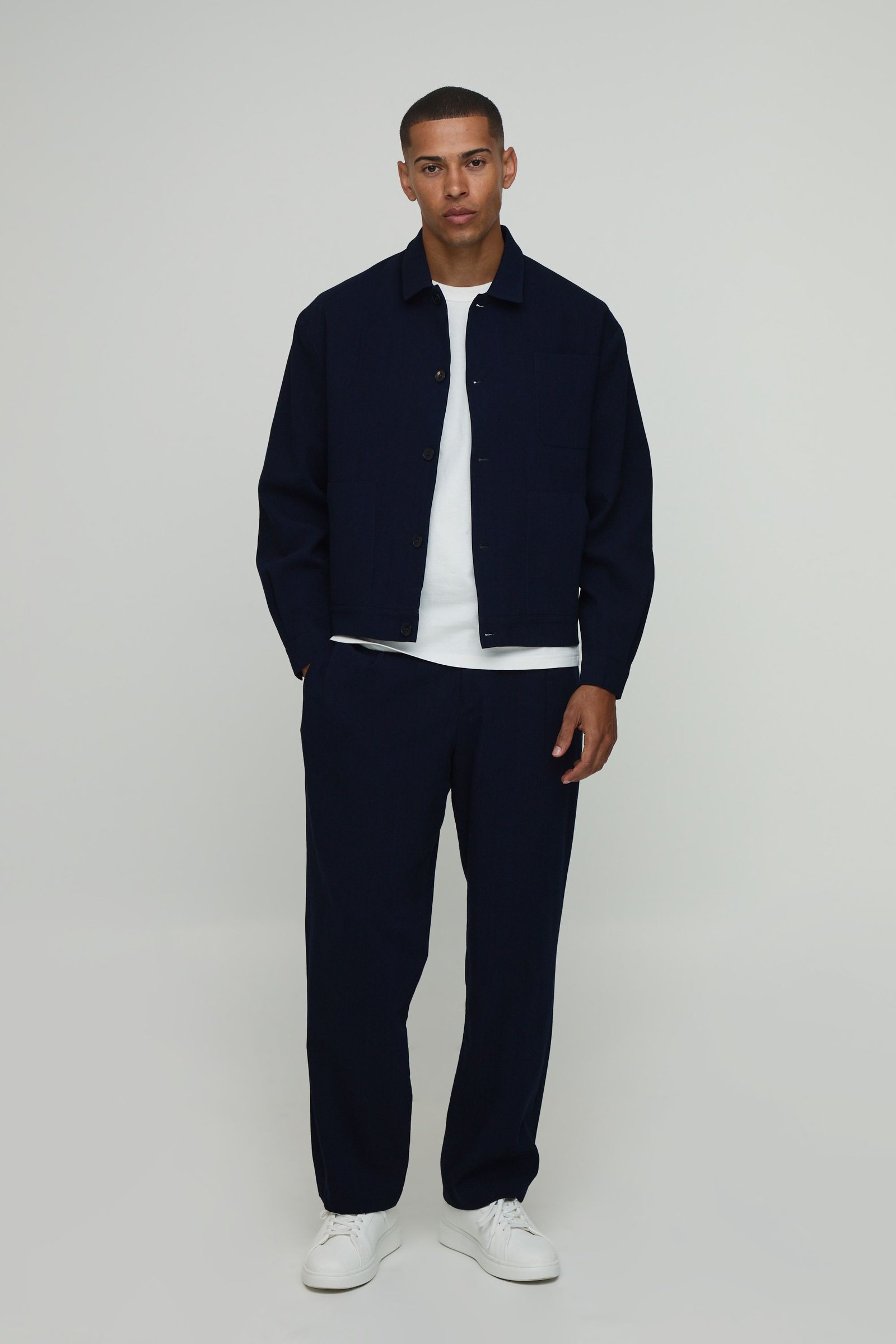 Veste Harrington Coordonnée Oversize Ajustée Effet Lin