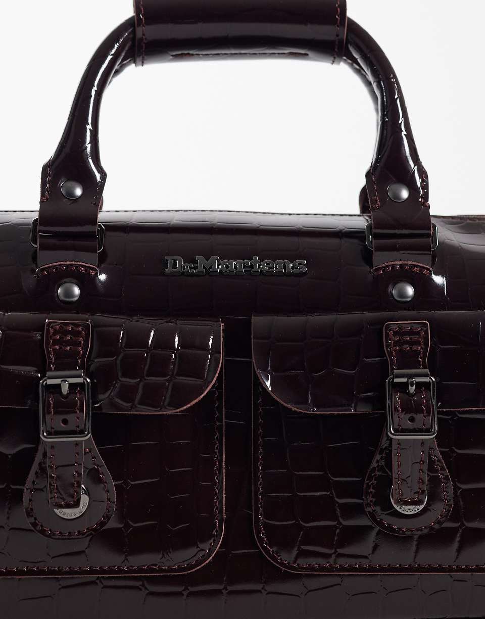 Dr. Martens - Sac à poignée supérieure avec motif croco embossé - Bordeaux