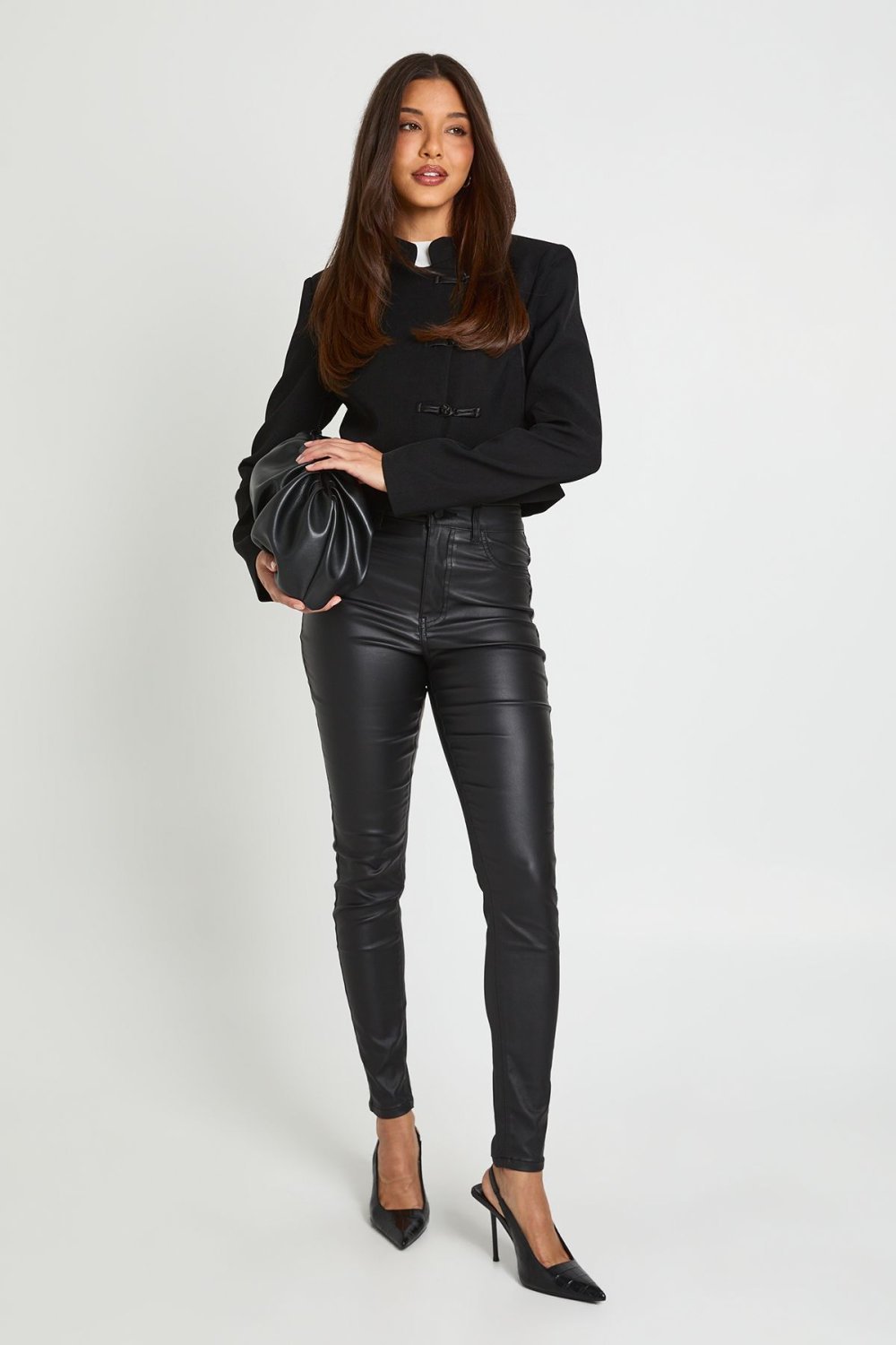 Jean skinny taille haute enduit k7el
