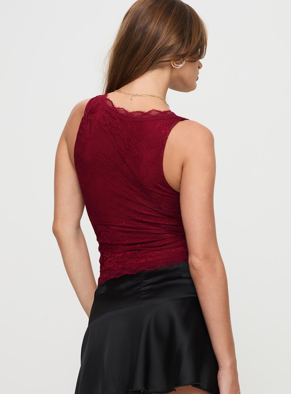 Cropped lace v-neck top