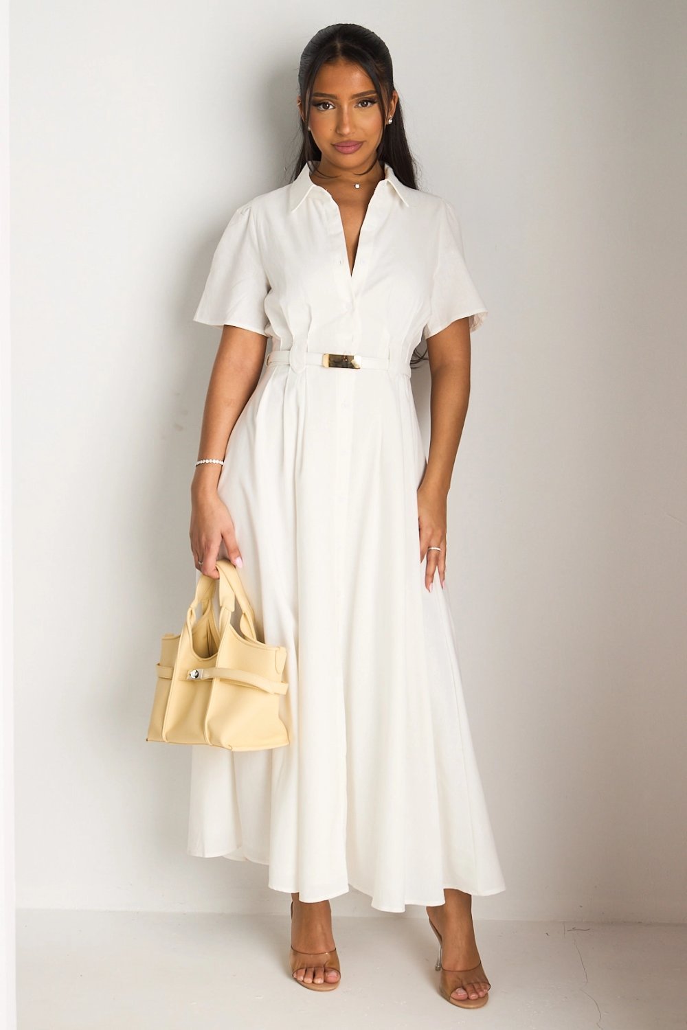Robe chemise twila plissée b ceinture bida