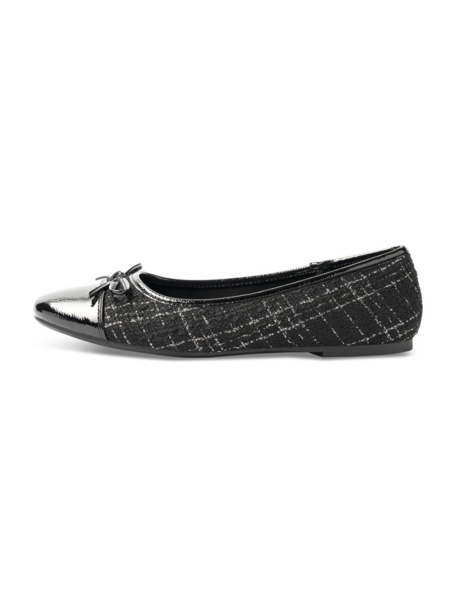 Ballerines effet tweed bout verni noires