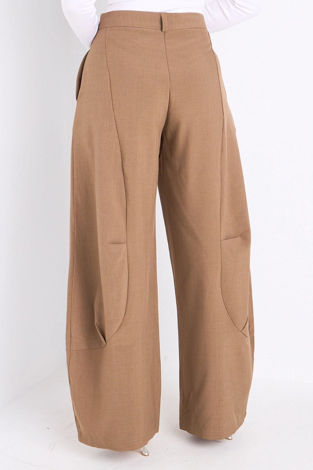 Camel pleated palazzo trousers