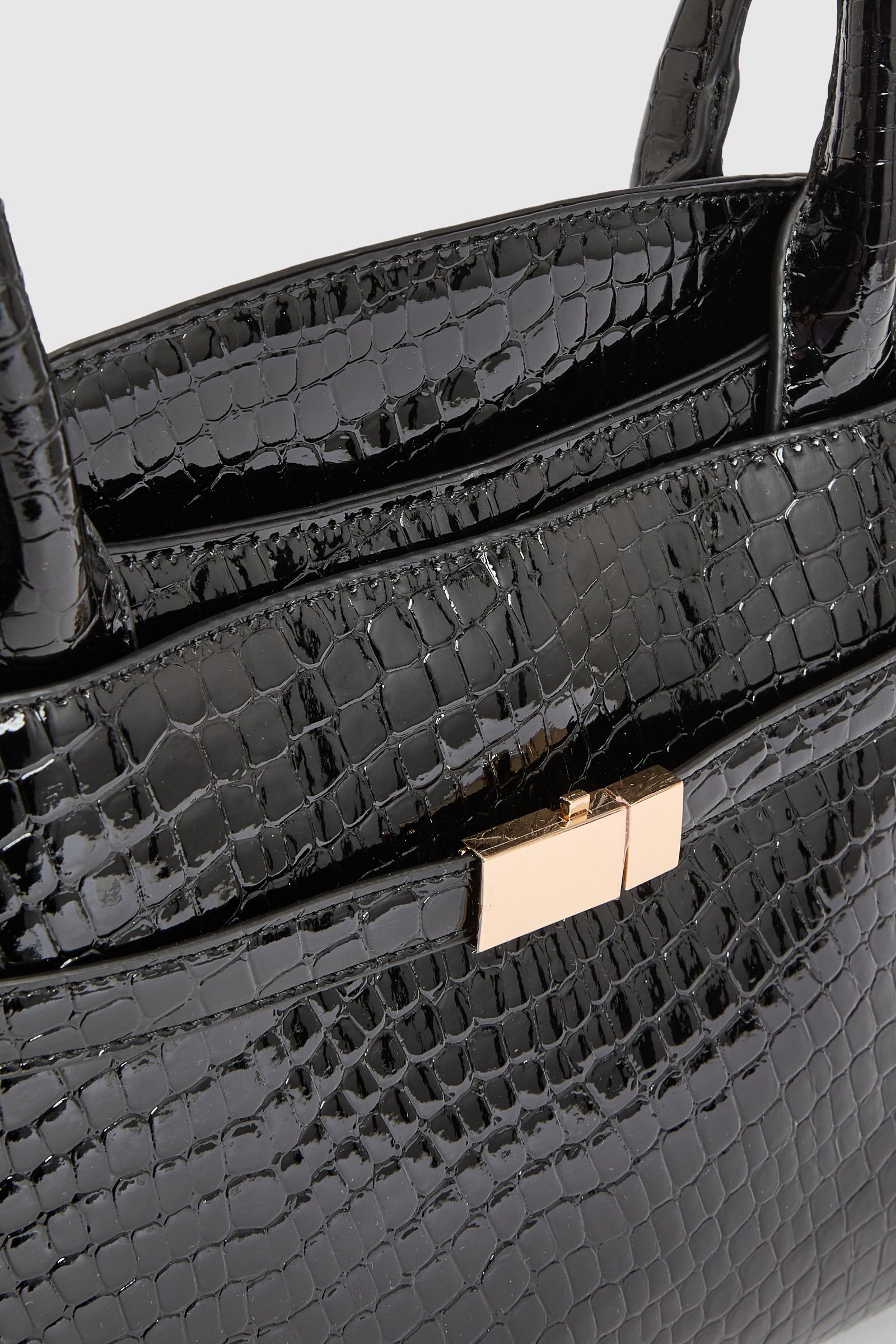 Sac cabas structuré effet croco verni